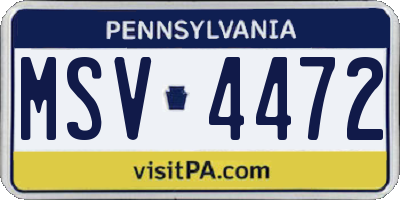 PA license plate MSV4472