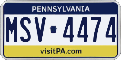 PA license plate MSV4474