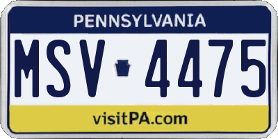 PA license plate MSV4475