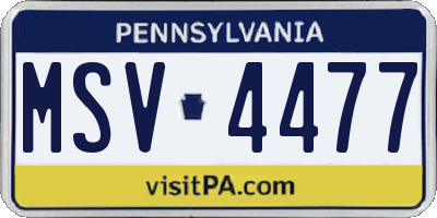 PA license plate MSV4477