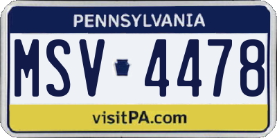 PA license plate MSV4478