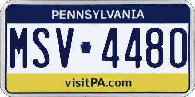 PA license plate MSV4480