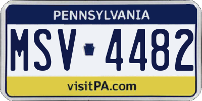 PA license plate MSV4482