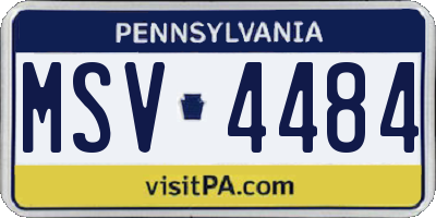 PA license plate MSV4484