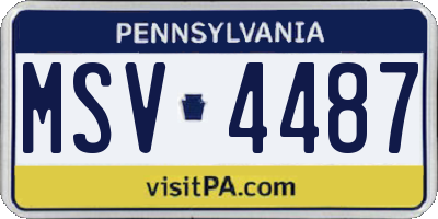 PA license plate MSV4487