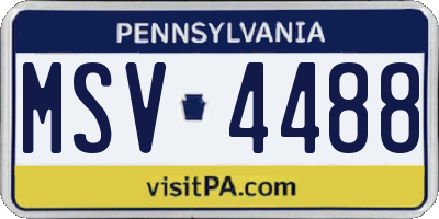 PA license plate MSV4488