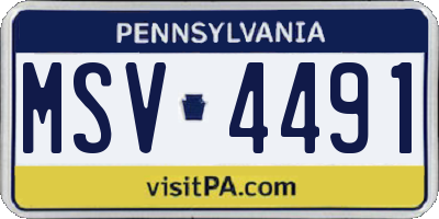 PA license plate MSV4491