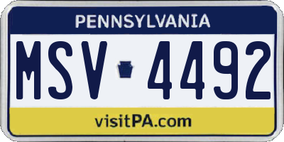 PA license plate MSV4492