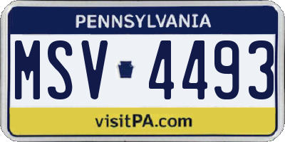 PA license plate MSV4493