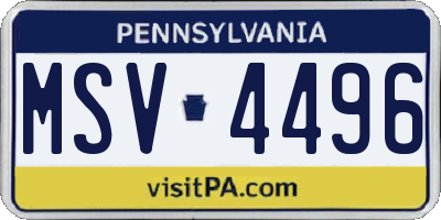 PA license plate MSV4496