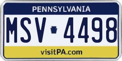PA license plate MSV4498