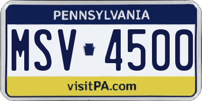 PA license plate MSV4500