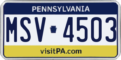 PA license plate MSV4503