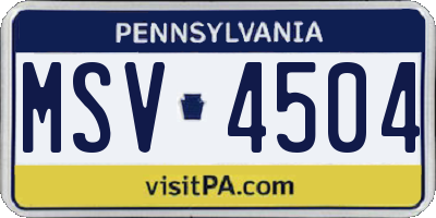 PA license plate MSV4504