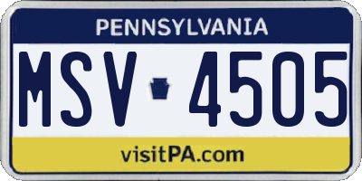 PA license plate MSV4505