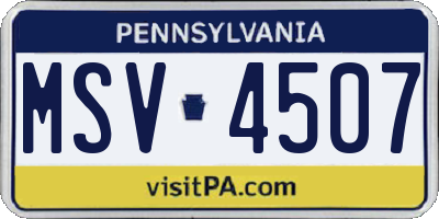 PA license plate MSV4507