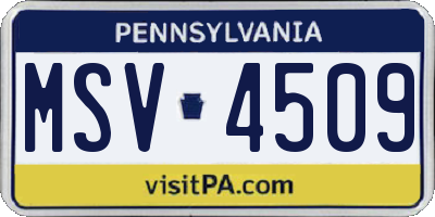 PA license plate MSV4509