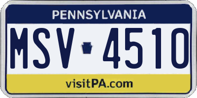 PA license plate MSV4510