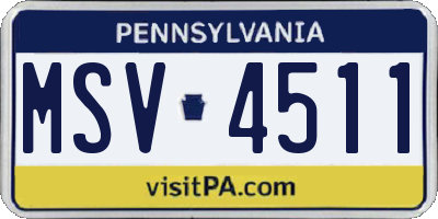 PA license plate MSV4511