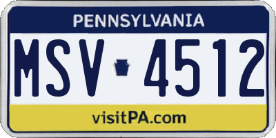 PA license plate MSV4512