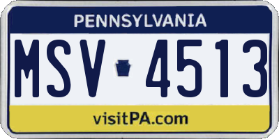 PA license plate MSV4513