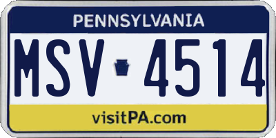 PA license plate MSV4514