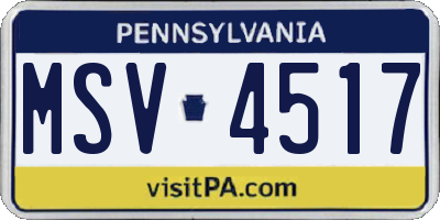 PA license plate MSV4517
