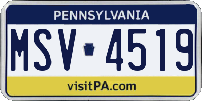 PA license plate MSV4519