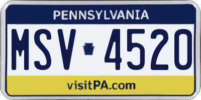 PA license plate MSV4520