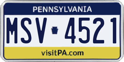 PA license plate MSV4521