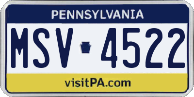 PA license plate MSV4522