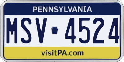 PA license plate MSV4524