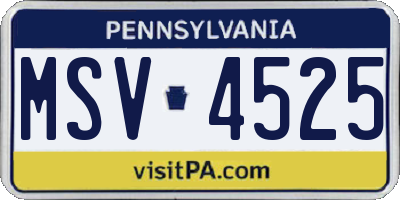 PA license plate MSV4525
