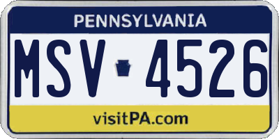 PA license plate MSV4526