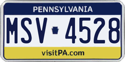 PA license plate MSV4528