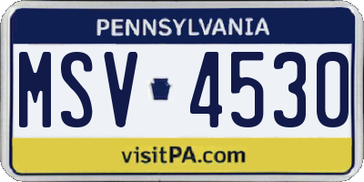 PA license plate MSV4530