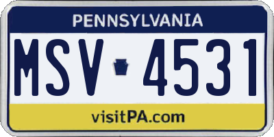 PA license plate MSV4531