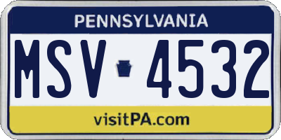 PA license plate MSV4532