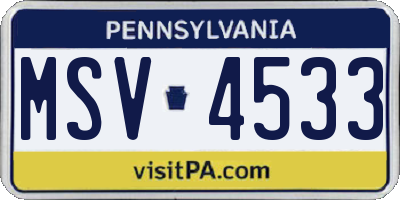 PA license plate MSV4533