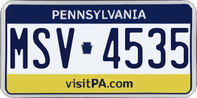 PA license plate MSV4535