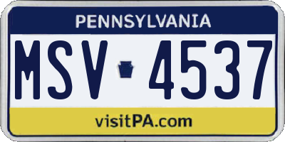 PA license plate MSV4537