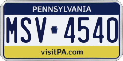 PA license plate MSV4540