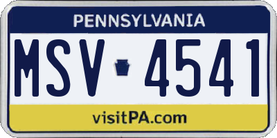 PA license plate MSV4541