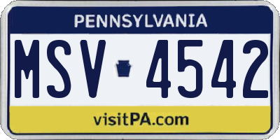 PA license plate MSV4542