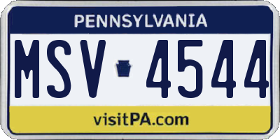 PA license plate MSV4544
