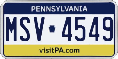 PA license plate MSV4549