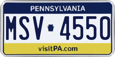 PA license plate MSV4550