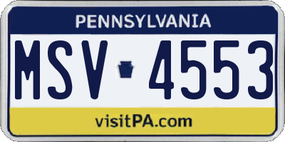 PA license plate MSV4553