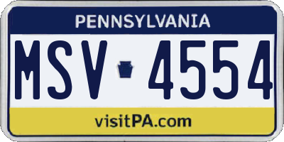 PA license plate MSV4554