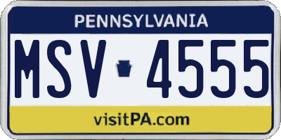 PA license plate MSV4555